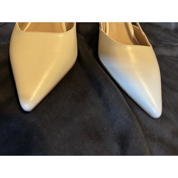 Stuart Weitzman Kitten Heels Pumps Size 6.5 Cream Leather Pointed Toe - Picture 2 of 10